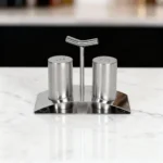Stainless Steel Salt & Pepper Shaker Set with Curved Base1
