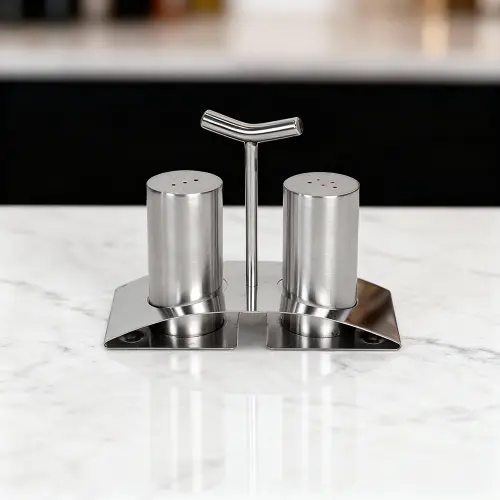 Stainless Steel Salt & Pepper Shaker Set with Curved Base1