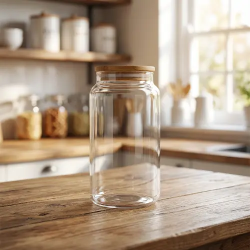 Tall Glass Storage Jar with Bamboo Lid1