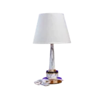 White Marble Table Lamp with Gold Accents