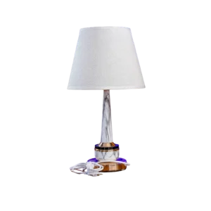 White Marble Table Lamp with Gold Accents
