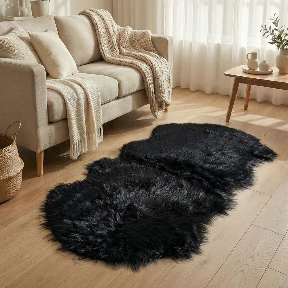 Black Cloud Shape 60cmx180cm Fur Rug