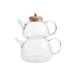 Double Layer 1L & 1.5L Stackable Glass Teapot Set