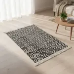 Dual Side 125x80cm Geometric Brown & White Carpet