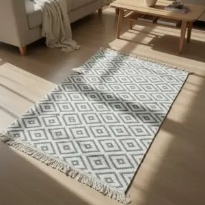 Dual Side 125x80cm Geometric Gray & White Carpet1