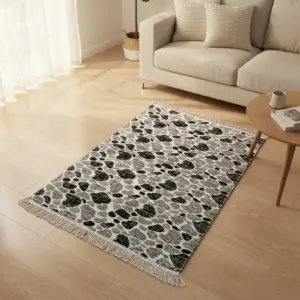 Dual Side 125x80cm Stonecraft Black & White Carpet1