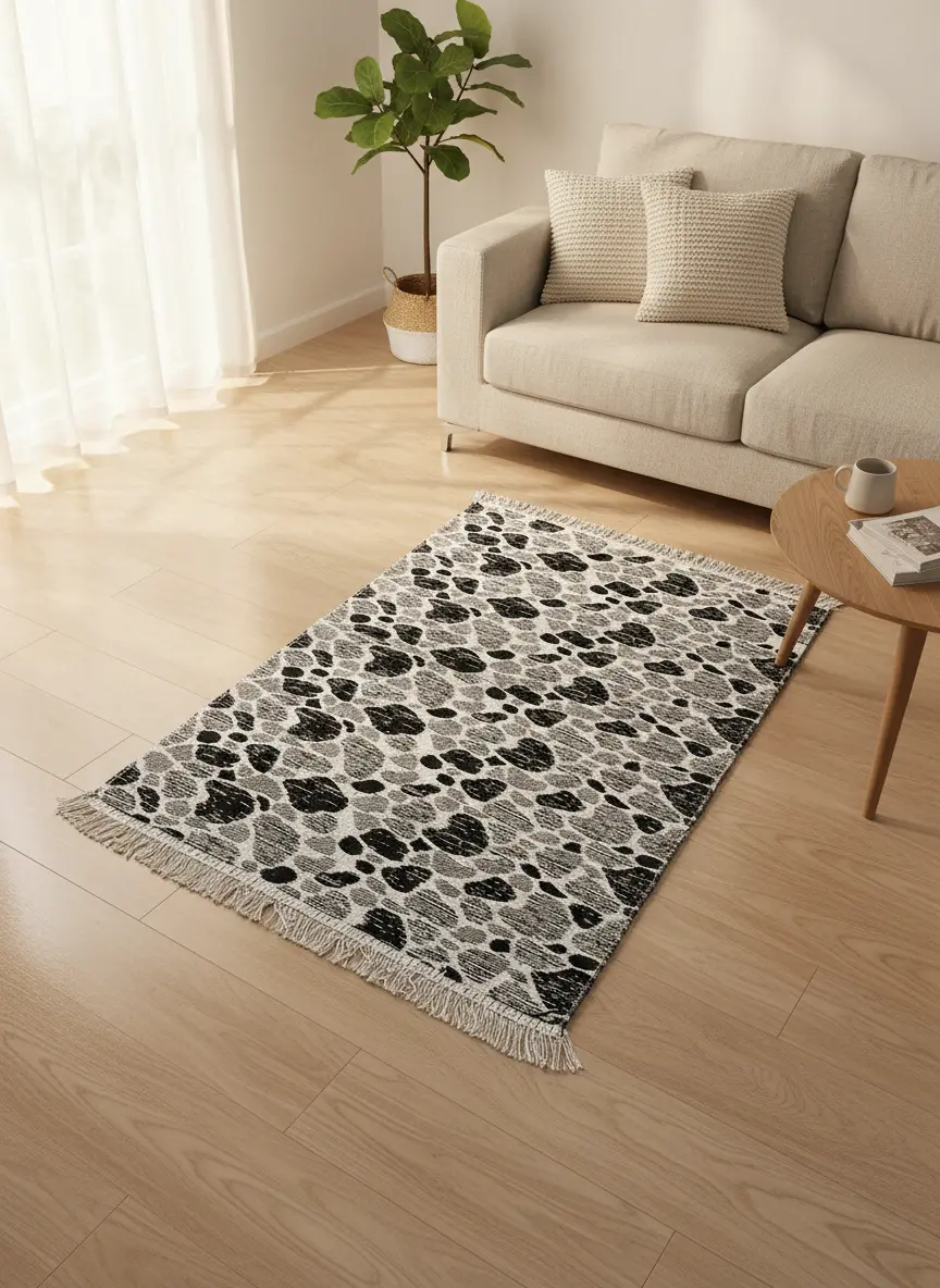 Dual Side 125x80cm Stonecraft Black & White Carpet1