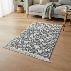 Dual Side 125x80cm Stonecraft Dark Gray & White Carpet