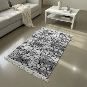Dual Side 125x80cm Veinstone Black & White Carpet