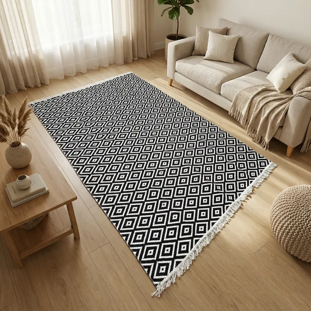 Dual-Side-160x250cm-Geometric-Style-Black-&-White-Carpet1 Dual Side 160x250cm Geometric Style Black & White Carpet1