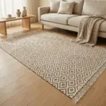 Dual Side 160x250cm Geometric Style Brown & White Carpet