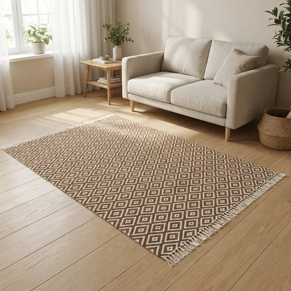Dual-Side-160x250cm-Geometric-Style-Brown-&-White-Carpet1 Dual Side 160x250cm Geometric Style Brown & White Carpet1