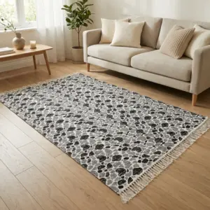Dual Side 160x250cm Stone Style Black & White Carpet