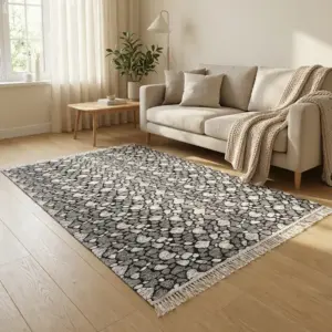 Dual Side 160x250cm Stone Style Brown & White Carpet1