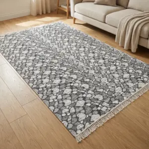 Dual Side 160x250cm Stone Style Dark Grey & White Carpet1