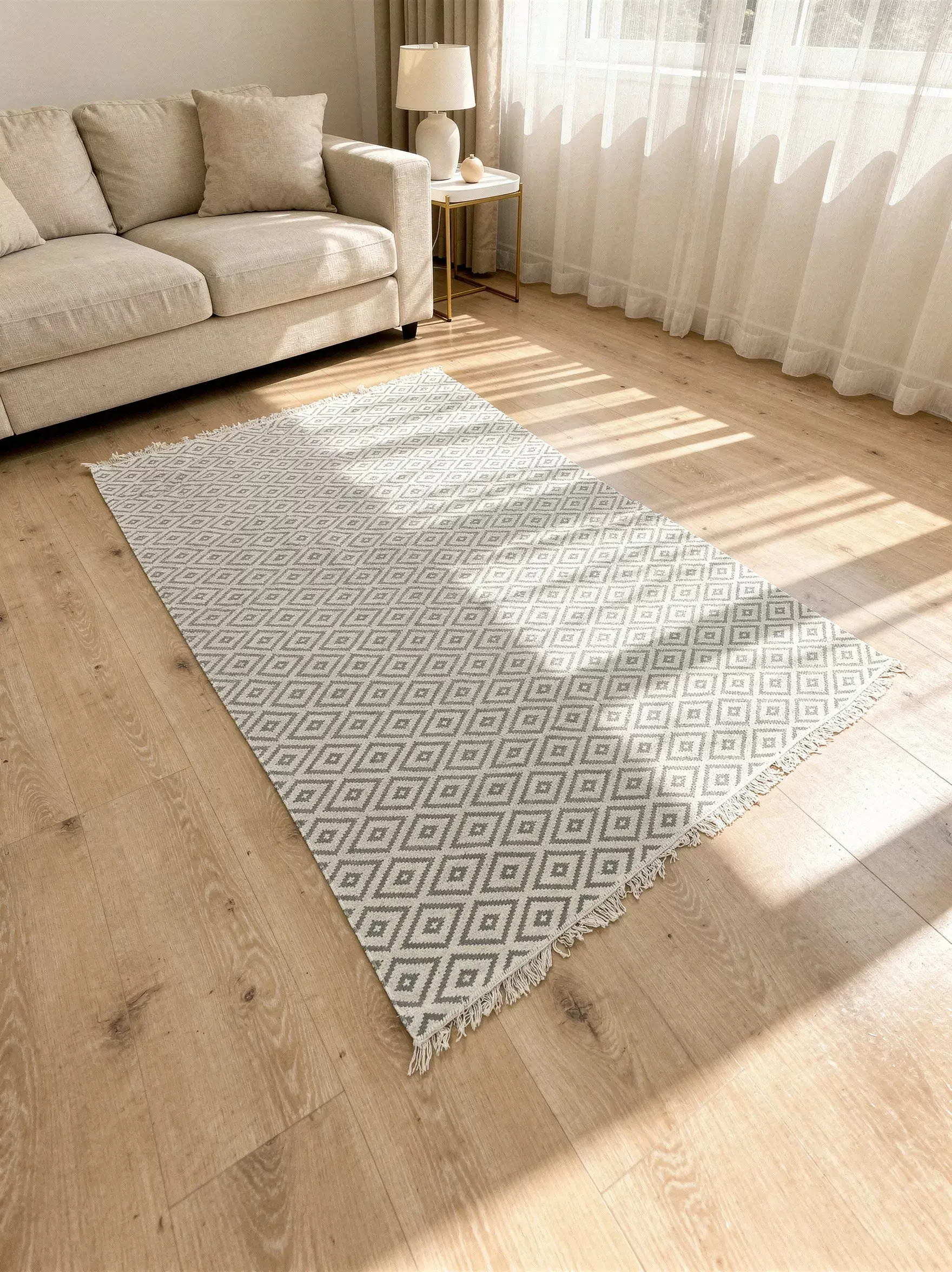 Dual-Side-180x280cm-Geomatric-Style-Brown-&-White-Carpet Dual Side 180x280cm Geomatric Style Brown & White Carpet