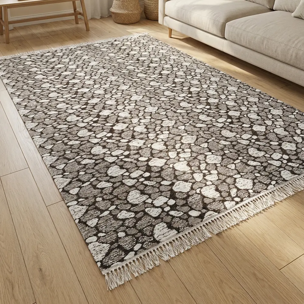 Dual Side 180x280cm Stone Style Brown & White Carpet