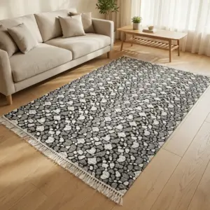 Dual Side 180x280cm Stone Style Dark Grey & White Carpet1