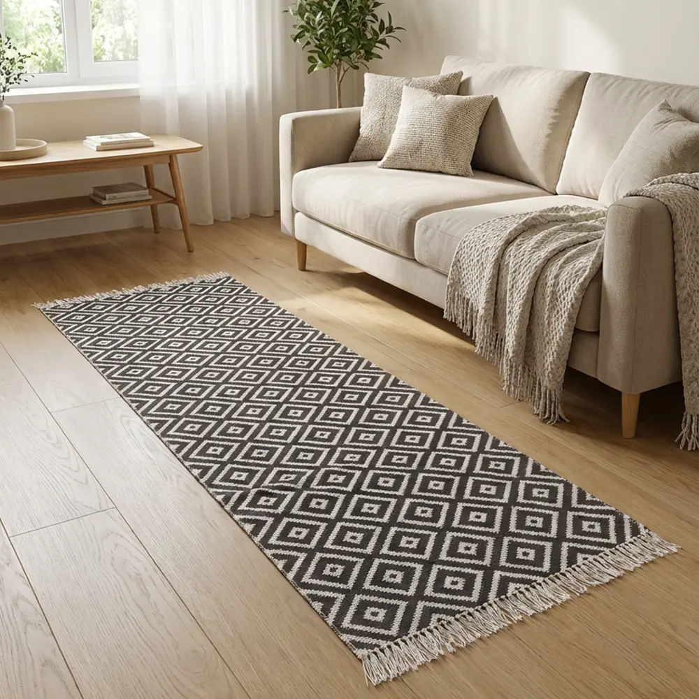 Dual-Side-200x80cm-Geaometric-Brown-&-White-Carpet Dual Side 200x80cm Geaometric Brown & White Carpet