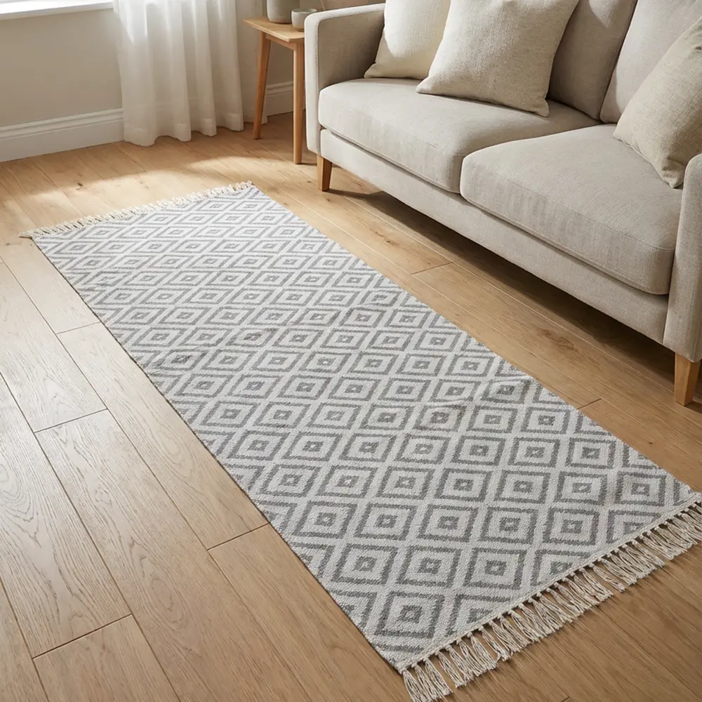 Dual-Side-200x80cm-Geometric-Gray-&-White-Carpet Dual Side 200x80cm Geometric Gray & White Carpet