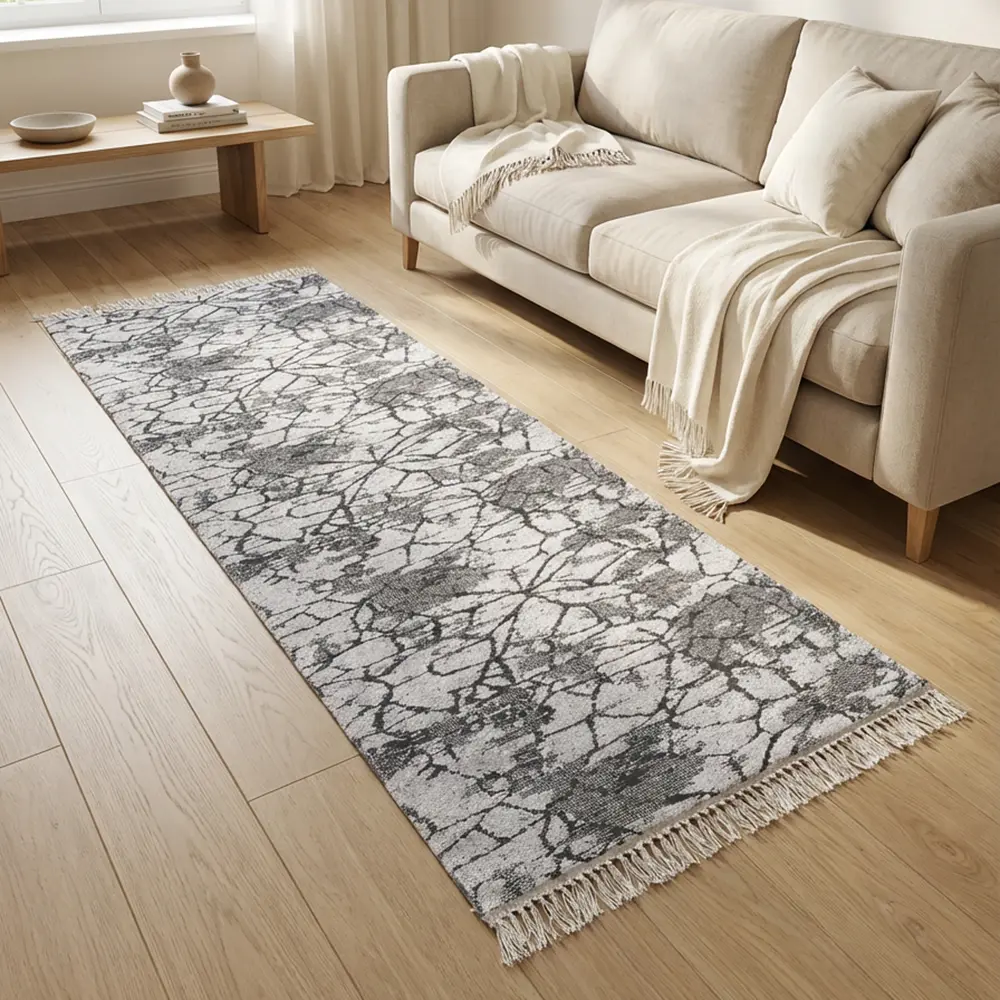Dual Side 200x80cm Veinstone Black and White Carpet