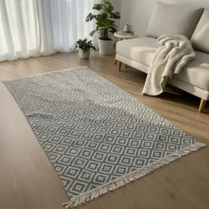 Dual Side 215x140cm Geometric Gray & White Carpet1