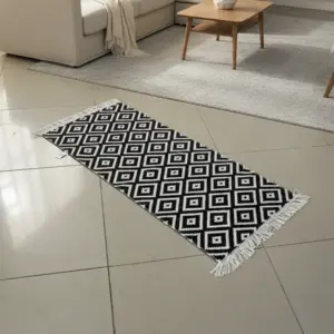 Dual Side 60x120cm Geomatric Style Black & White Carpet