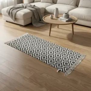 Dual Side 60x120cm Geomatric Style Black & White Carpet1