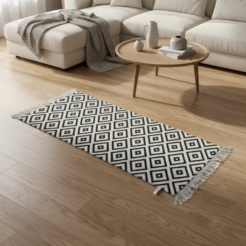 Dual-Side-60x120cm-Geomatric-Style-Black-&-White-Carpet1 Dual Side 60x120cm Geomatric Style Black & White Carpet1