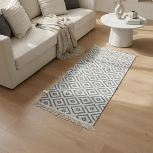 Dual Side 60x120cm Geomatric Style Grey & White Carpet