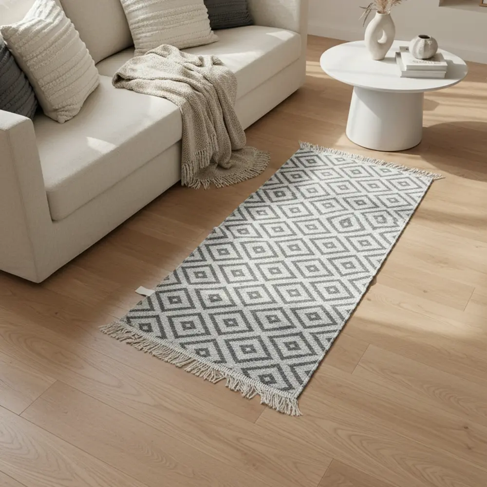 Dual-Side-60x120cm-Geomatric-Style-Grey-&-White-Carpet Dual Side 60x120cm Geomatric Style Grey & White Carpet