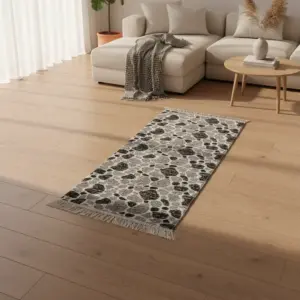 Dual Side 60x120cm Stone Style Dark Brown & White Carpet