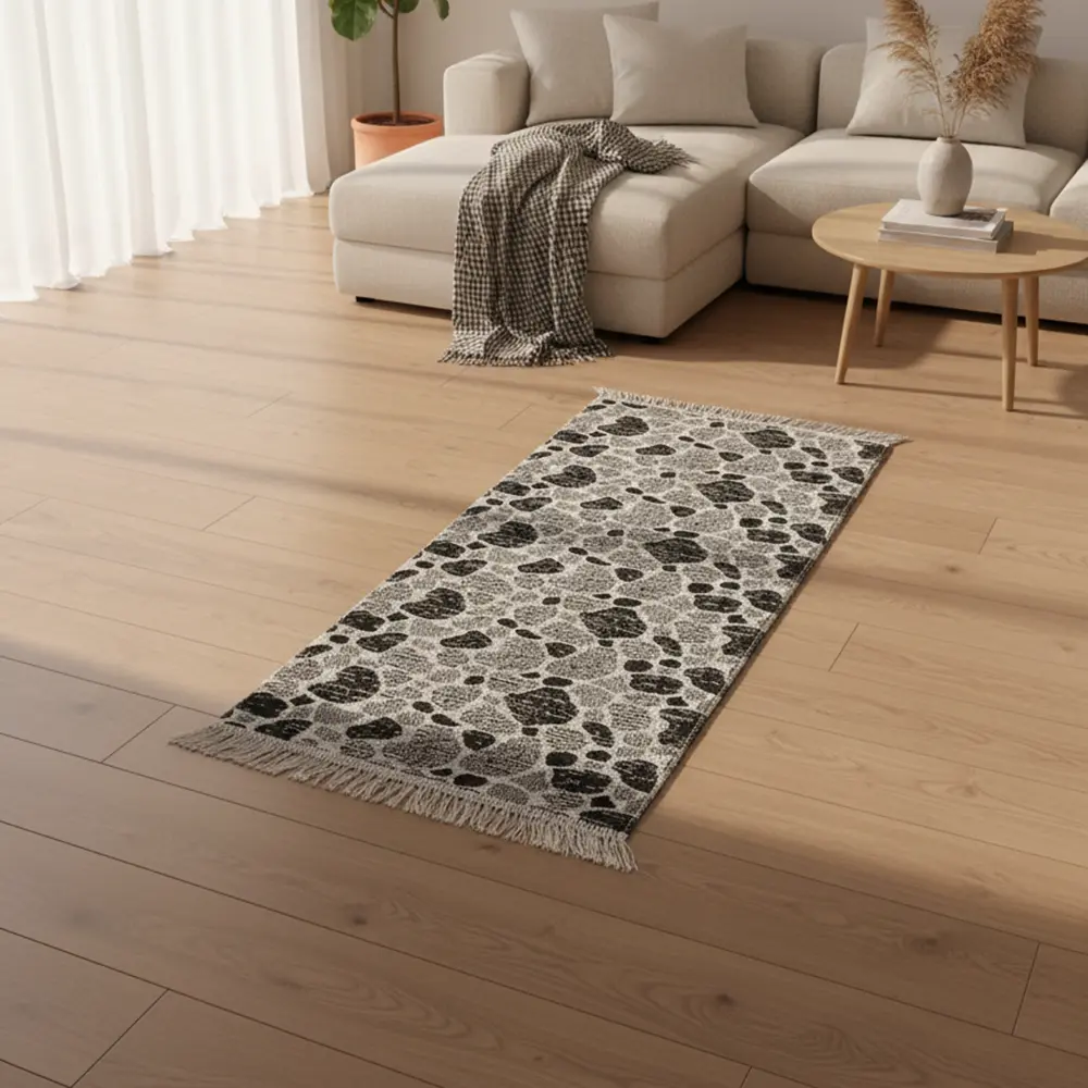 Dual Side 60x120cm Stone Style Dark Brown & White Carpet