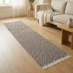 Dual-Side-80x300cm-Geometric-Style-Brown-&-White-Carpet Dual Side 80x300cm Geometric Style Brown & White Carpet