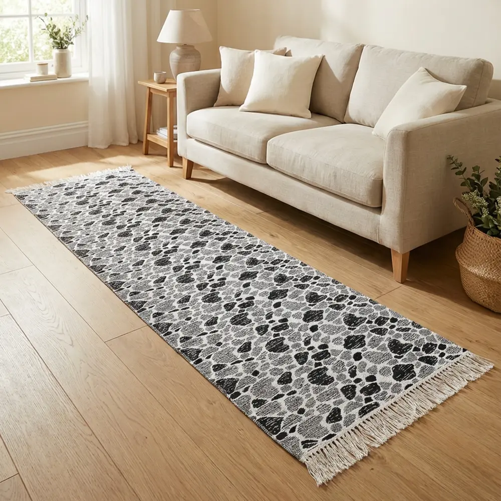 Dual-Side-80x300cm-Stone-Style-Black-&-White-Carpet Dual Side 80x300cm Stone Style Black & White Carpet