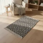 Dual Side 90x60cm Geometric Brown & White Carpet