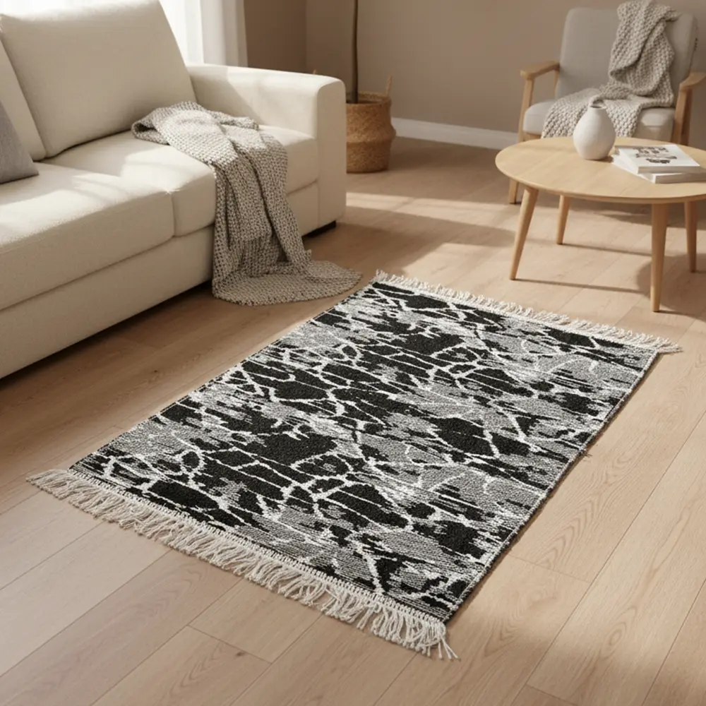 Dual-Side-90x60cm-Veinstone-Black-&-White-Carpet Dual Side 90x60cm Veinstone Black & White Carpet