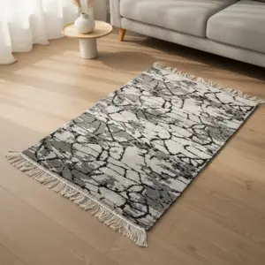 Dual Side 90x60cm Veinstone Black & White Carpet1