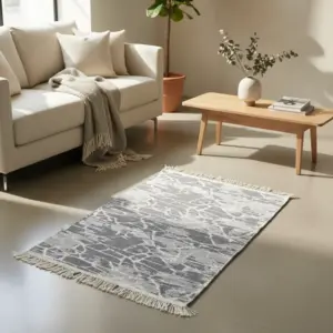 Dual Side 90x60cm Veinstone Gray & White Carpet1