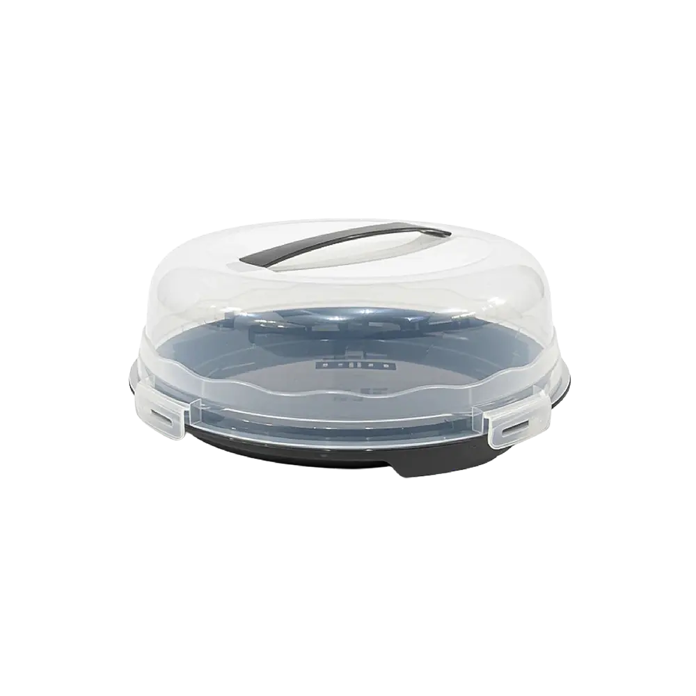 Dunya Compact Black Round Cake Carrier with Handle & Locks