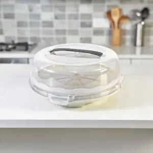 Dunya Compact Round Cake Carrier with Gray Handle & Locks1