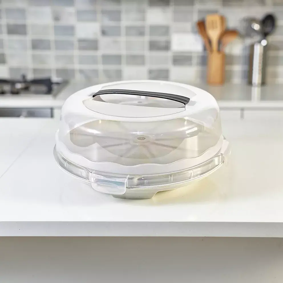 Dunya-Compact-Round-Cake-Carrier-with-Gray-Handle-&-Locks1 Dunya Compact Round Cake Carrier with Gray Handle & Locks1