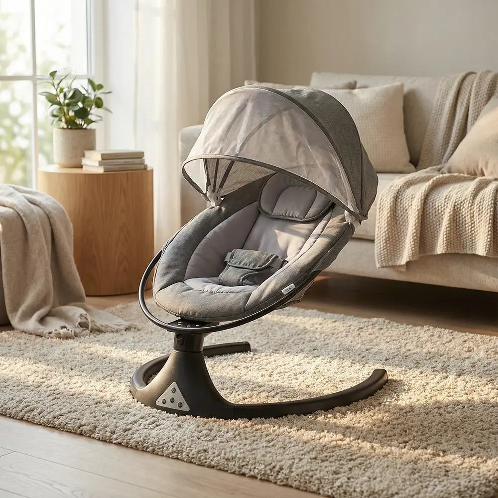 Electric-Baby-Rocker-with-Mosquito-Net-&-Soft-Cushion1 Electric Baby Rocker with Mosquito Net & Soft Cushion1