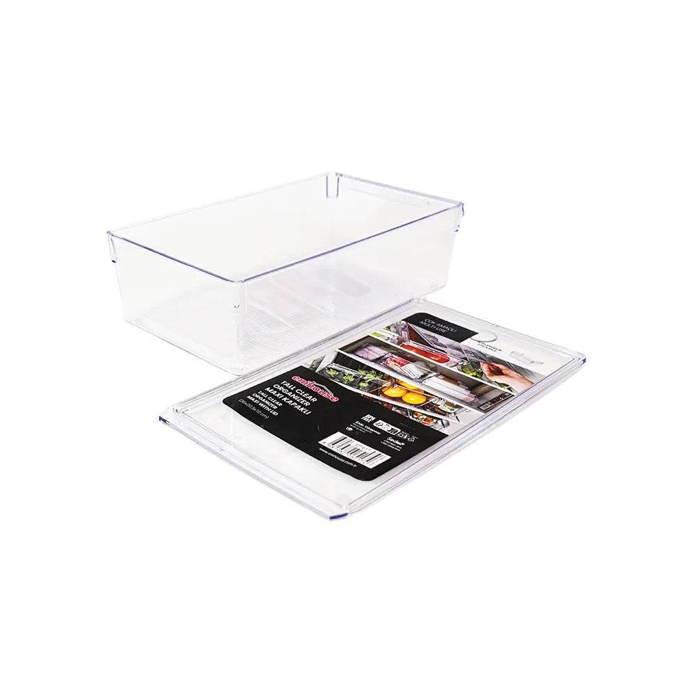 Emhouse 36x20.5x10cm Tall Clear Fridge Organizer Maxi with Lid2