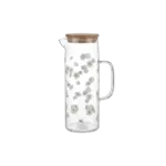 Glass 1.1L Flowers Design Jug with Wooden Lid