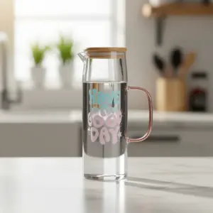 Glass 1.1L Jug with Wooden Lid1