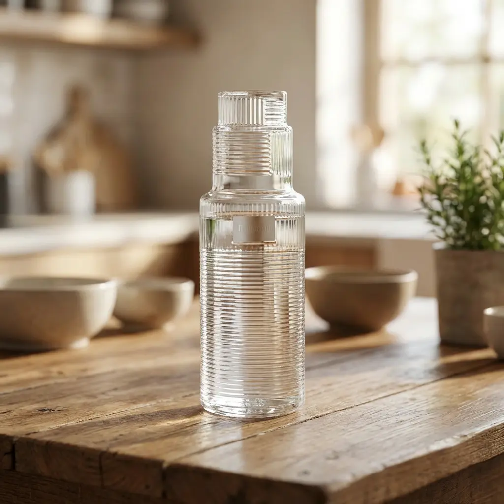 Glass 1.2L Textured Jug with Lid1