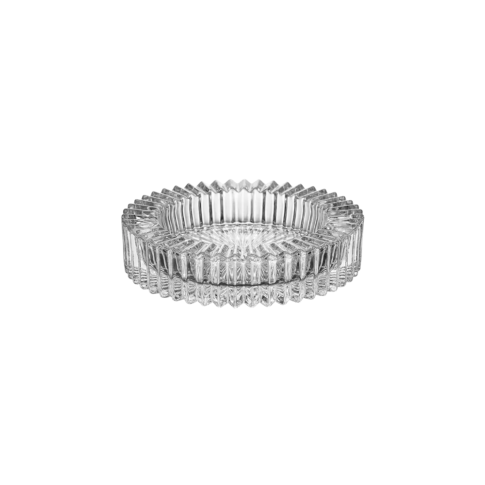 Glass 15cm Ribbed Design Transparent Ashtray