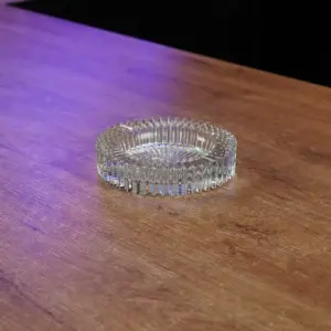 Glass 15cm Ribbed Design Transparent Ashtray1