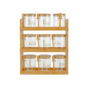 Glass Jar Organizer 9pcs with Bamboo Stand